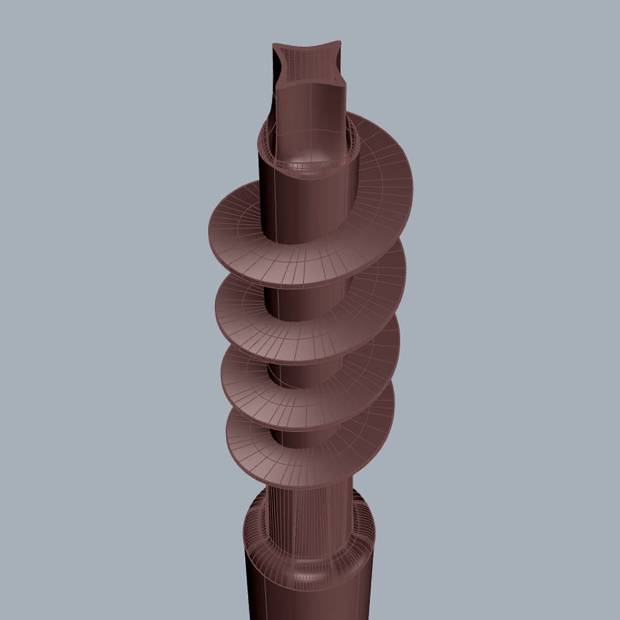 Modello 3D del brevetto T-Block di Sistemi Chiocciola